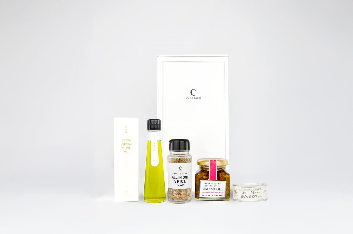 静岡産オリーブオイルとUMAMI OILとスパイス・ツナ缶セット
