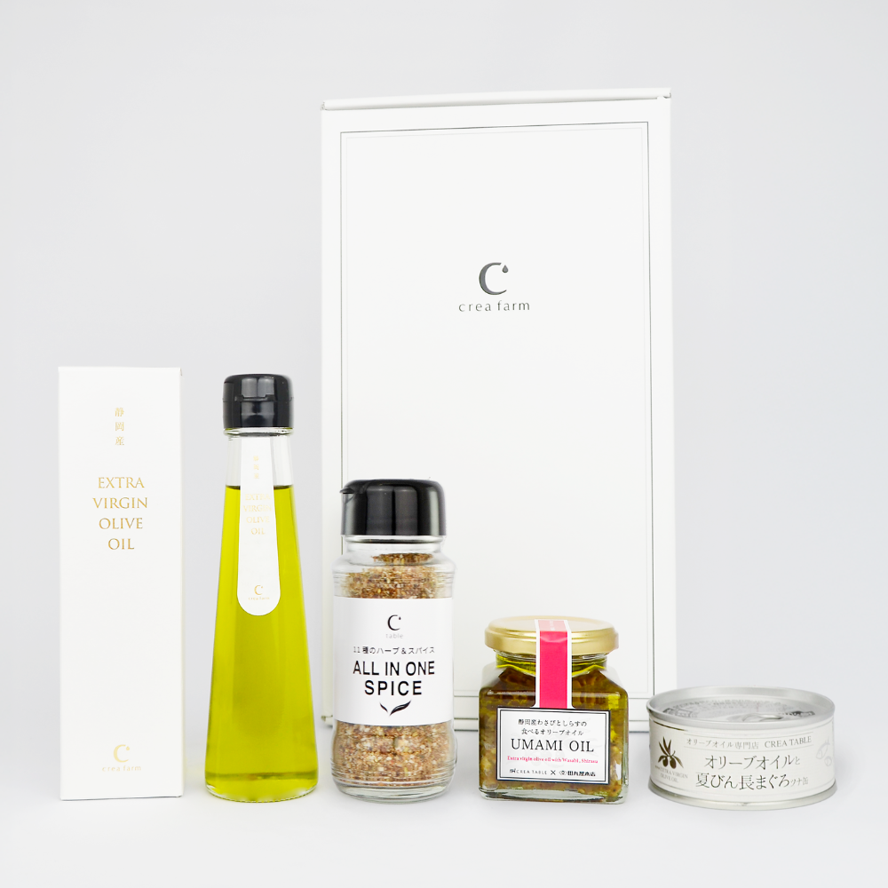 静岡産オリーブオイルとUMAMI OILとスパイス・ツナ缶セット